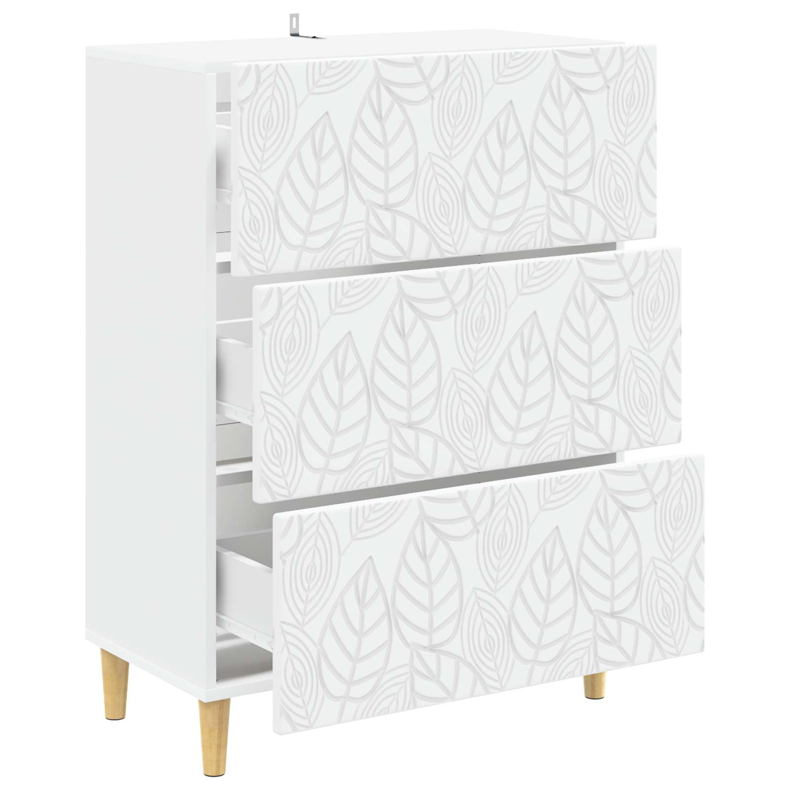 vidaXL Drawer Cabinet White 66 x 34.5 x 90 cm Engineered Wood 4