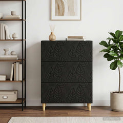 vidaXL Drawer Cabinet Black 66 x 34.5 x 90 cm Engineered Wood 3