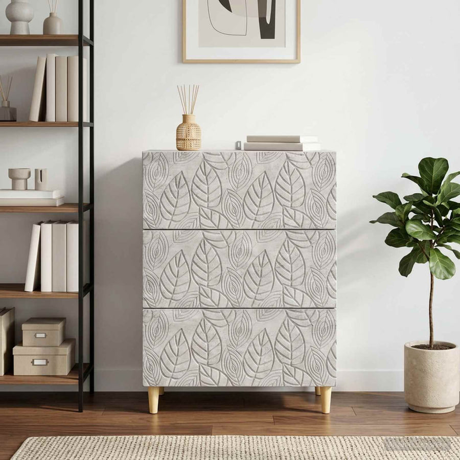 Drawer Cabinet Engineered Wood Concrete Grey