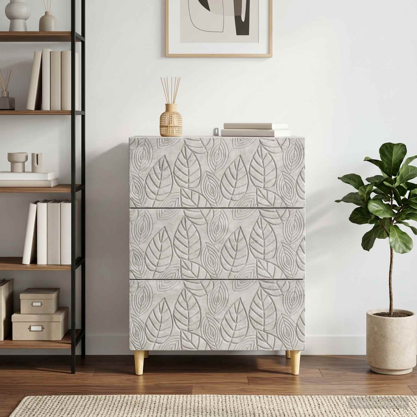 vidaXL Drawer Cabinet Concrete Grey 66 x 34.5 x 90 cm Engineered Wood 1
