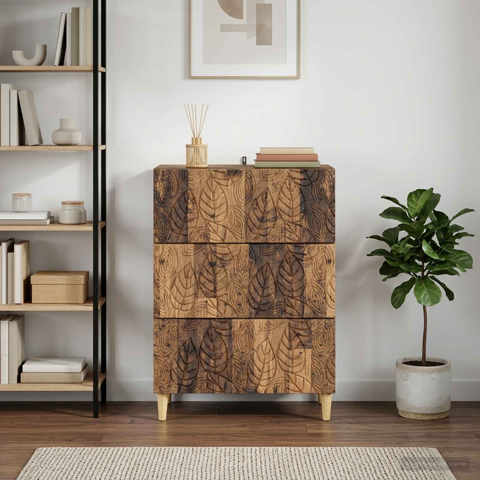 vidaXL Drawer Cabinet Old Wood 66 x 34.5 x 90 cm Engineered Wood 1