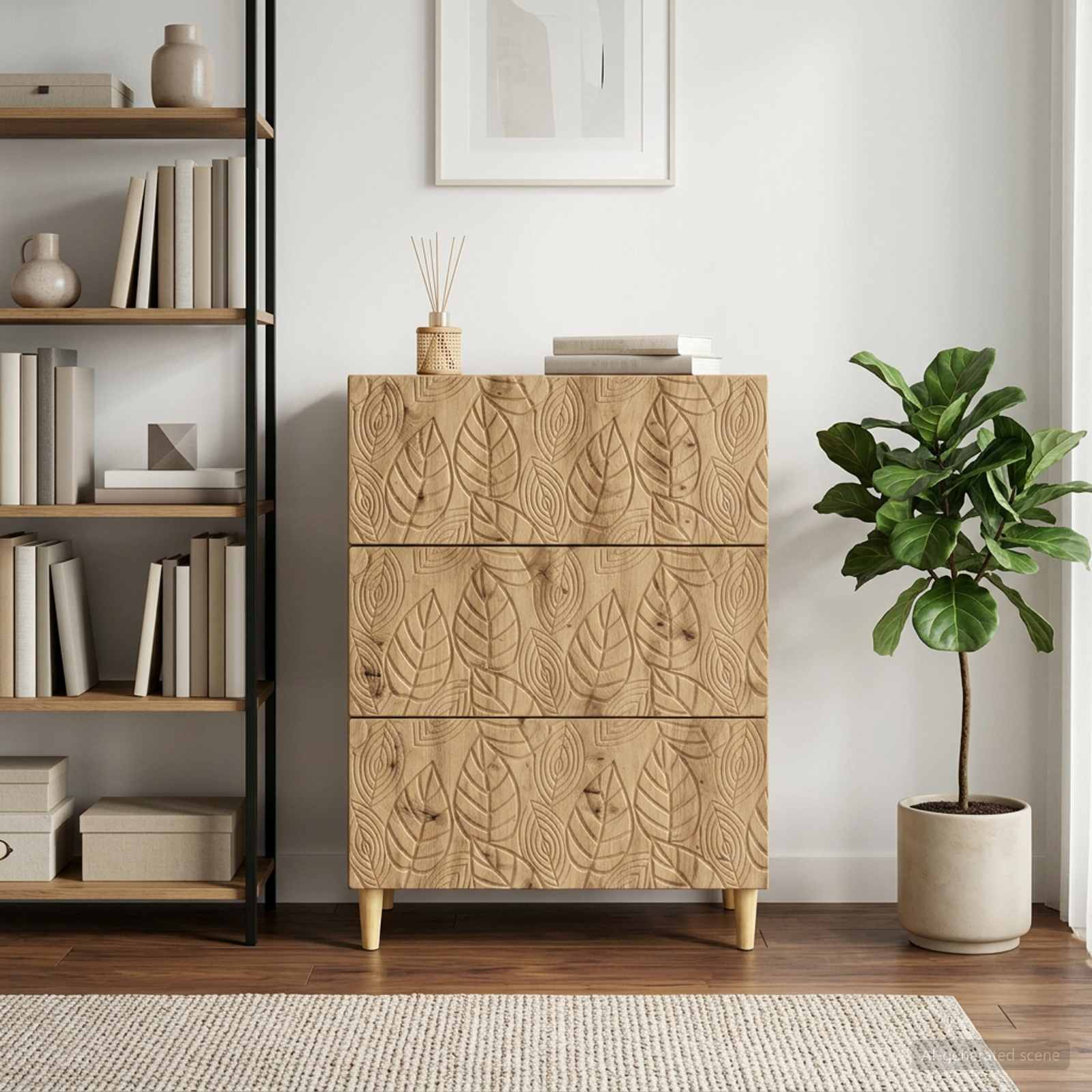 vidaXL Drawer Cabinet 66 x 34.5 x 90 cm Engineered Wood Artisan Oak 1