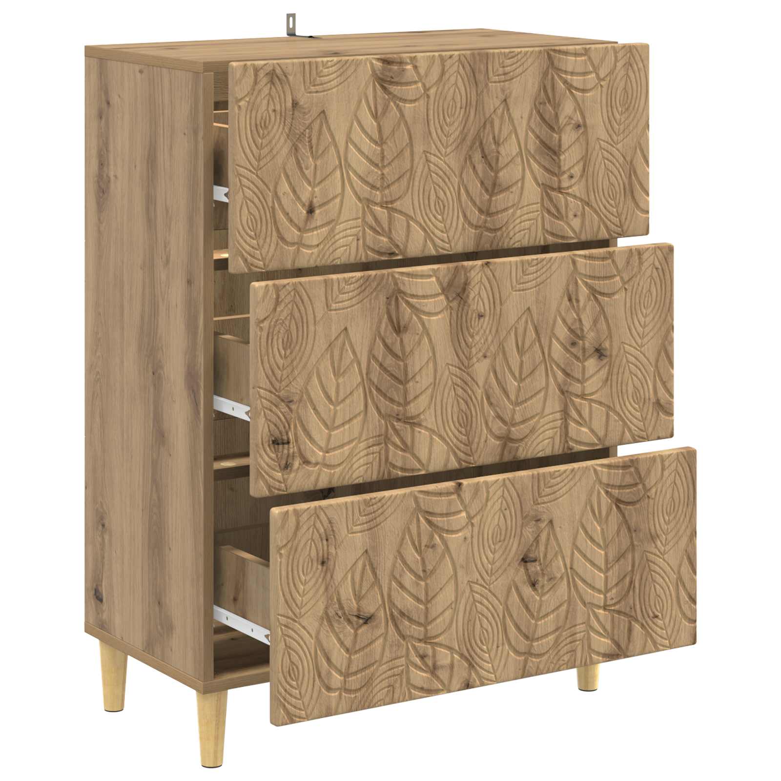 vidaXL Drawer Cabinet 66 x 34.5 x 90 cm Engineered Wood Artisan Oak 4
