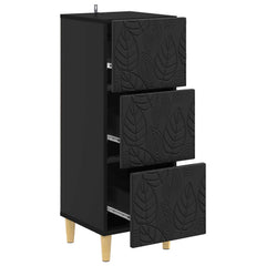 vidaXL Drawer Cabinet Black 33 x 34.5 x 90 cm Engineered Wood 4