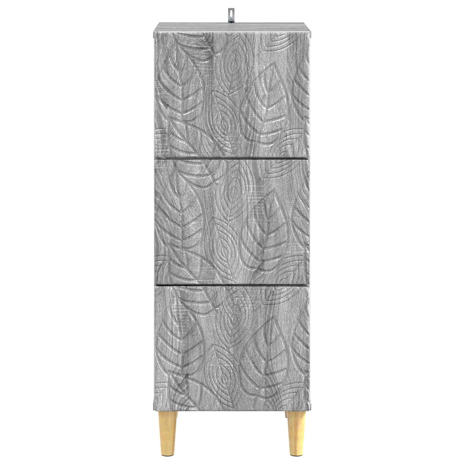 vidaXL Drawer Cabinet Grey Sonoma 33 x 34.5 x 90 cm Engineered Wood 5