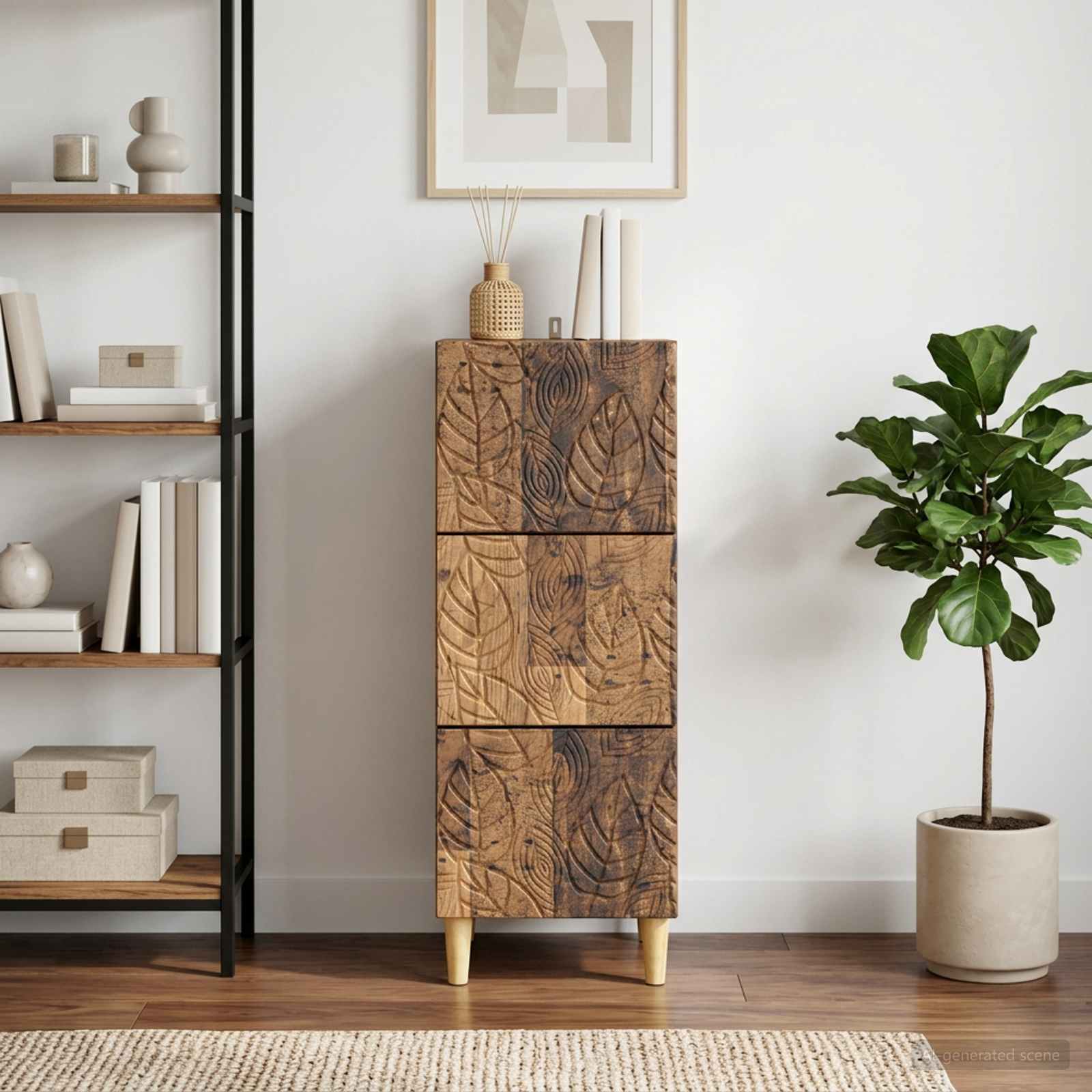 vidaXL Drawer Cabinet Old Wood 33 x 34.5 x 90 cm Engineered Wood 3