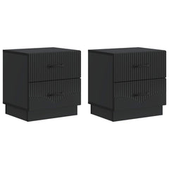 vidaXL Bedside Cabinet 2 pcs Black 43 x 34.5 x 44.5 cm Engineered Wood 2