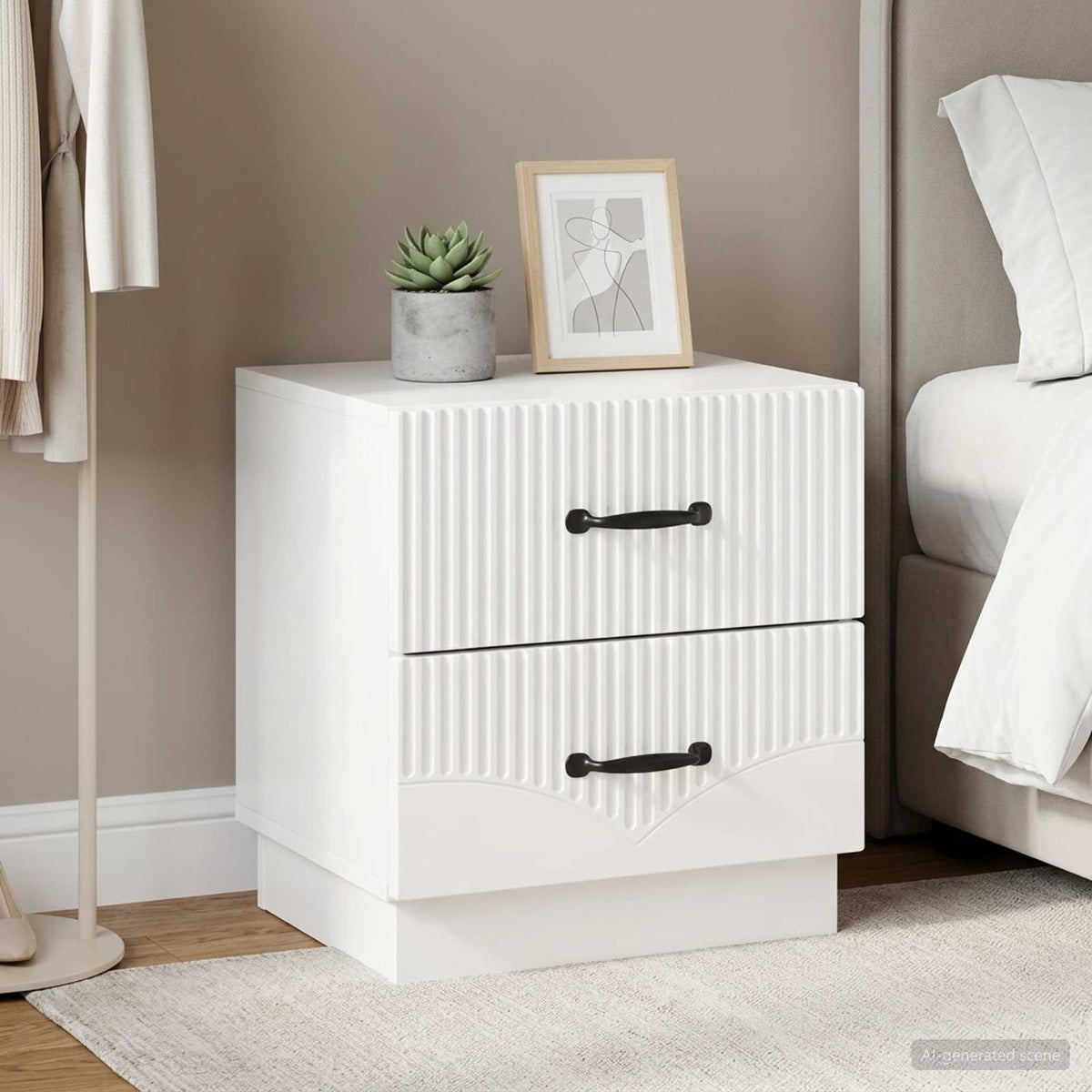 vidaXL Bedside Cabinet 2 pcs High Gloss White 43 x 34.5 x 44.5 cm 4