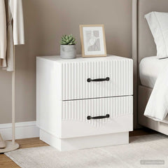 vidaXL Bedside Cabinet 2 pcs High Gloss White 43 x 34.5 x 44.5 cm 4