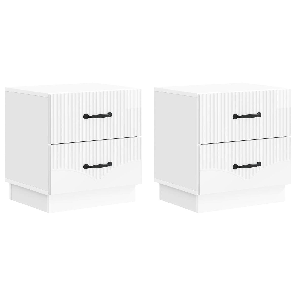 vidaXL Bedside Cabinet 2 pcs High Gloss White 43 x 34.5 x 44.5 cm 2