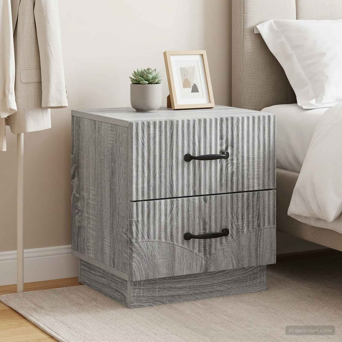 vidaXL Bedside Cabinet 2 pcs Grey Sonoma 43 x 34.5 x 44.5 cm 1
