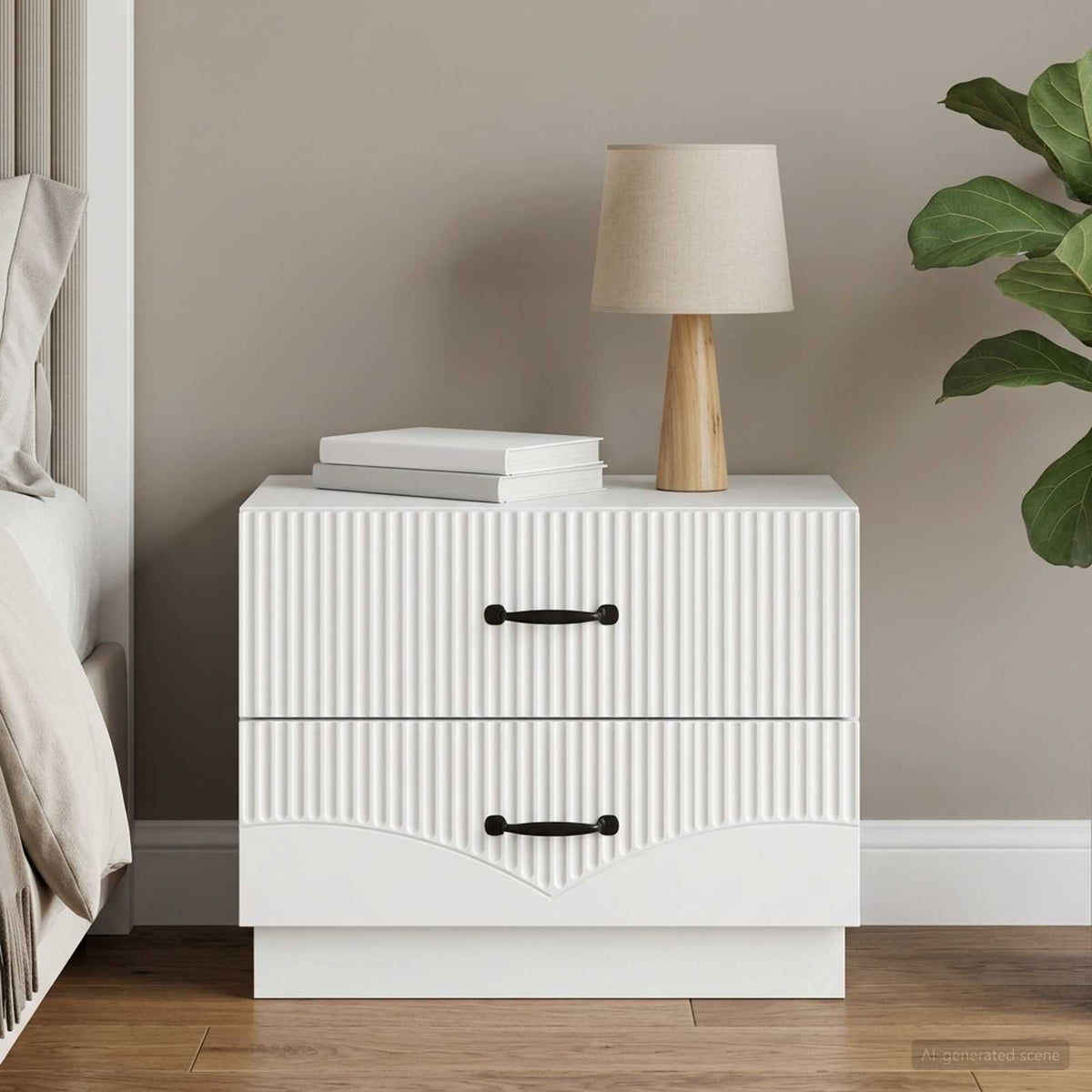 Bedside Cabinet Engineered Wood in White