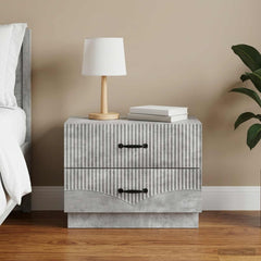 Bedside Cabinet Engineered Wood in Concrete Grey