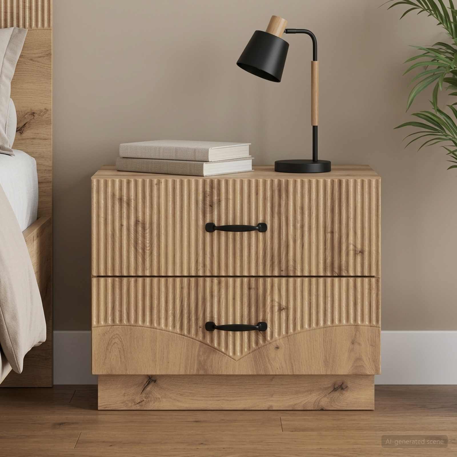Bedside Cabinet Engineered Wood in Artisan Oak