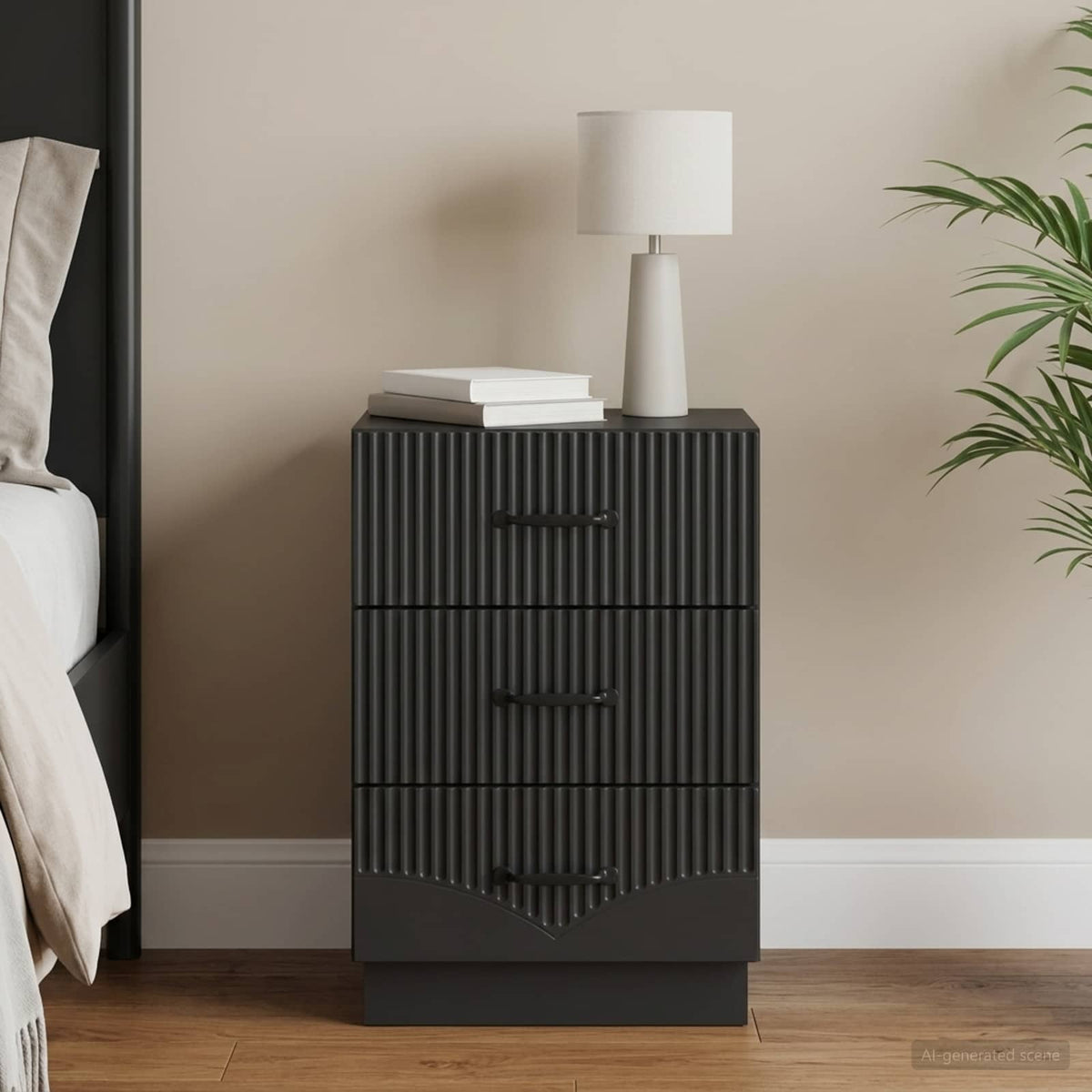 Bedside Cabinet 43 x 41 x 63.5 cm Engineered Wood Black