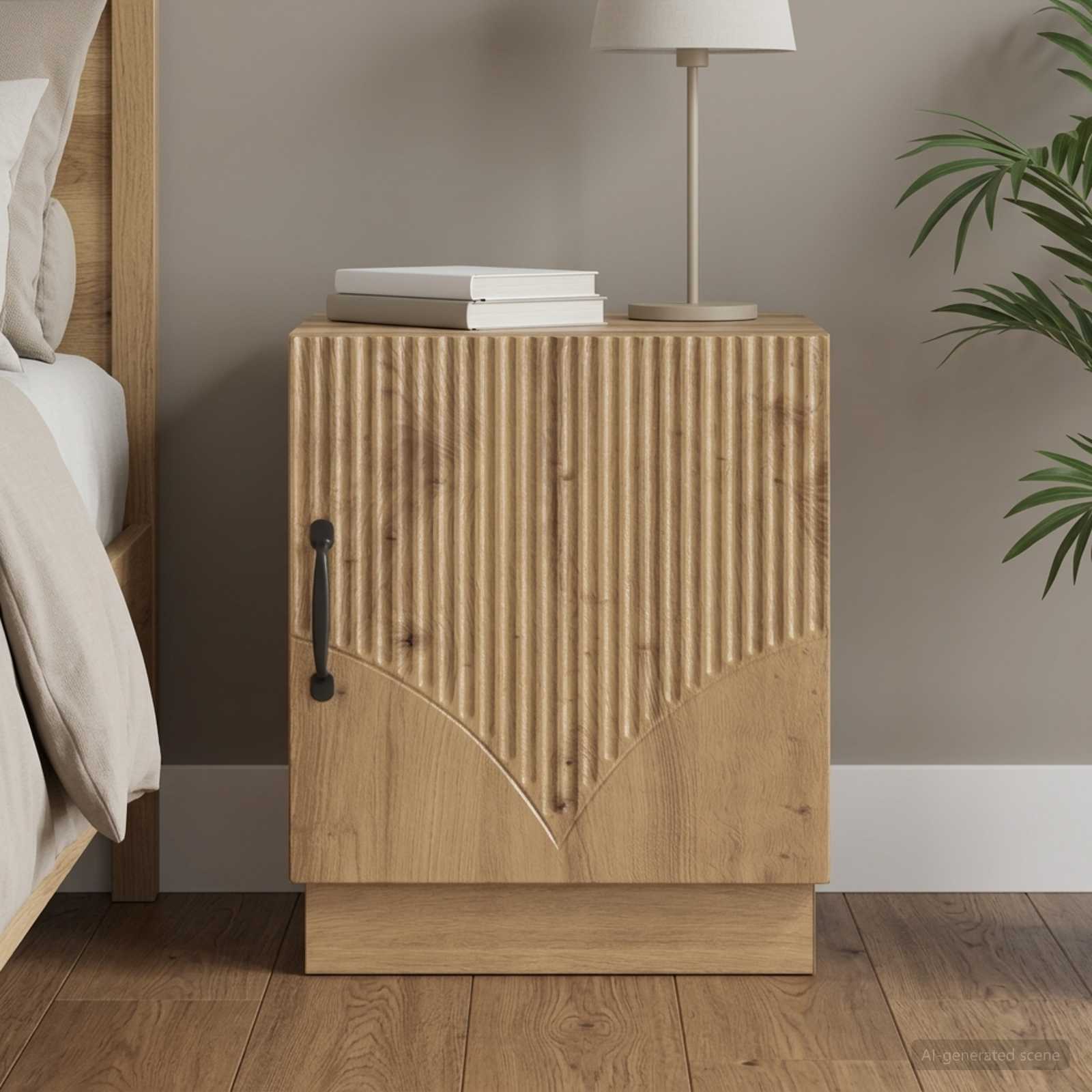 vidaXL Bedside Table Artisian Oak 43 x 34.5 x 47 cm Engineered Wood 1