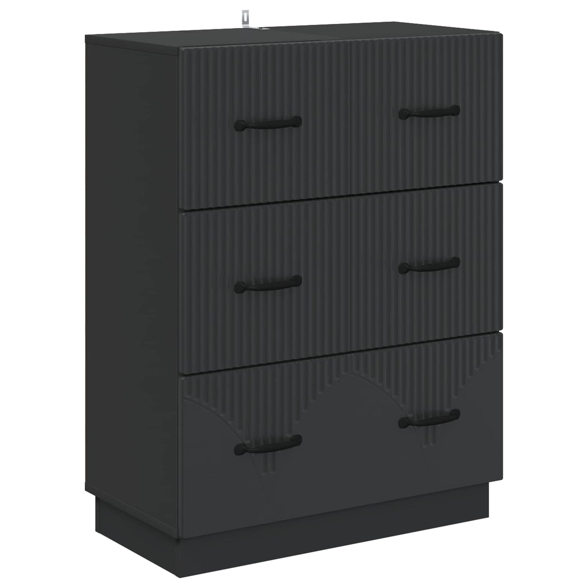 Drawer Cabinet Black Engineered Wood, image 2