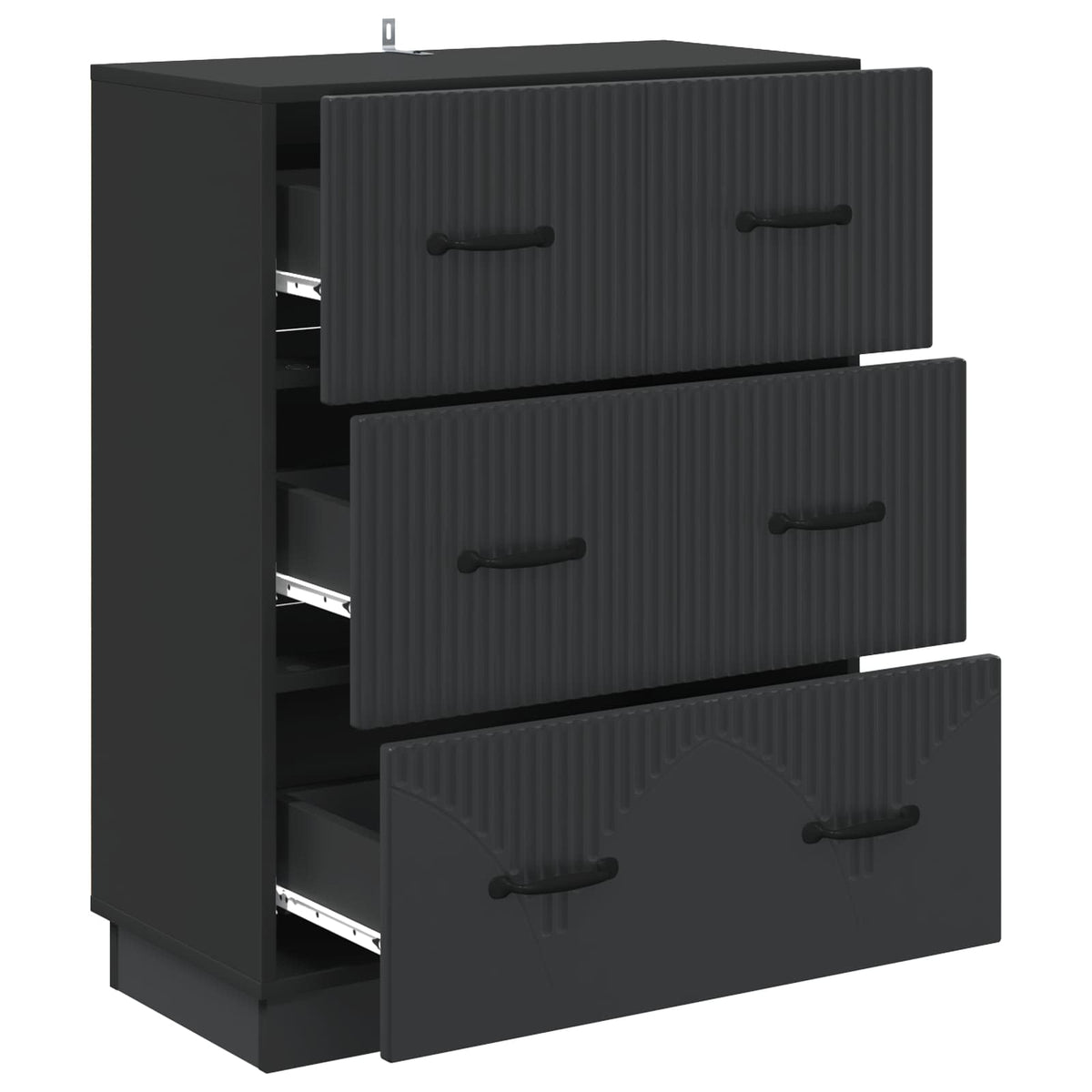 Drawer Cabinet Black Engineered Wood, image 5