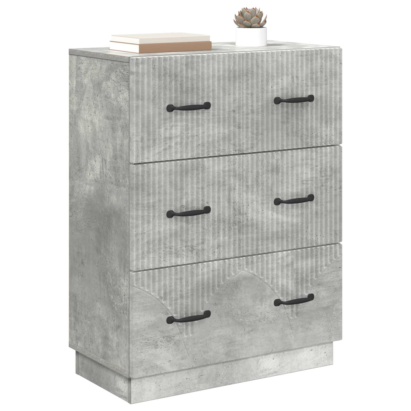 vidaXL Drawer Cabinet Concrete Grey 66 x 34.5 x 87 cm Engineered Wood 3