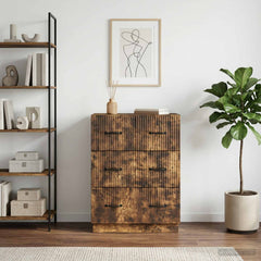 vidaXL Drawer Cabinet Smoked Oak 66 x 34.5 x 87 cm Engineered Wood 4