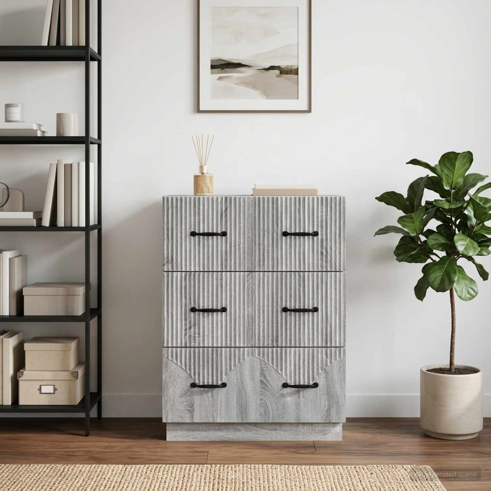 vidaXL Drawer Cabinet Grey Sonoma 66 x 34.5 x 87 cm Engineered Wood 1