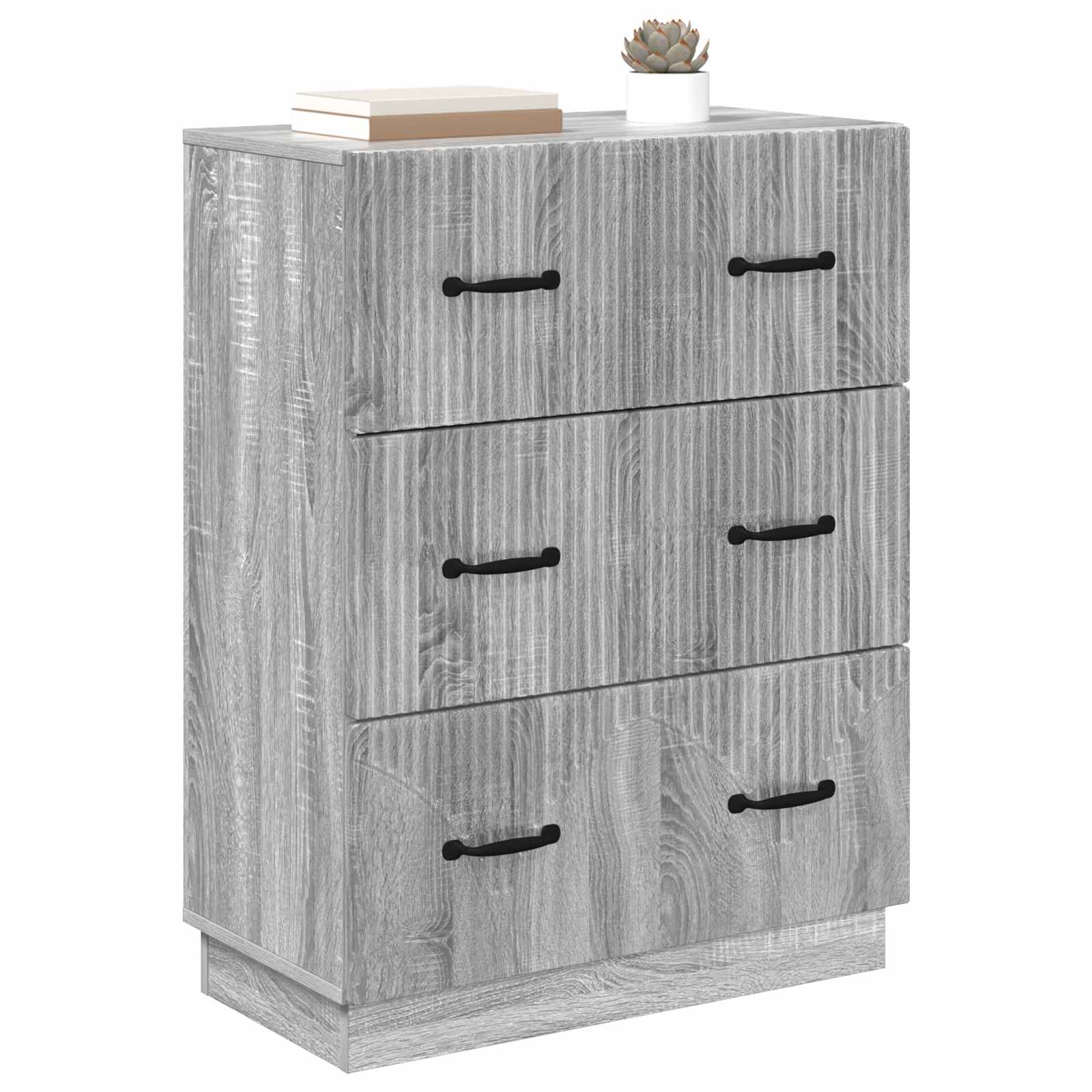 vidaXL Drawer Cabinet Grey Sonoma 66 x 34.5 x 87 cm Engineered Wood 3