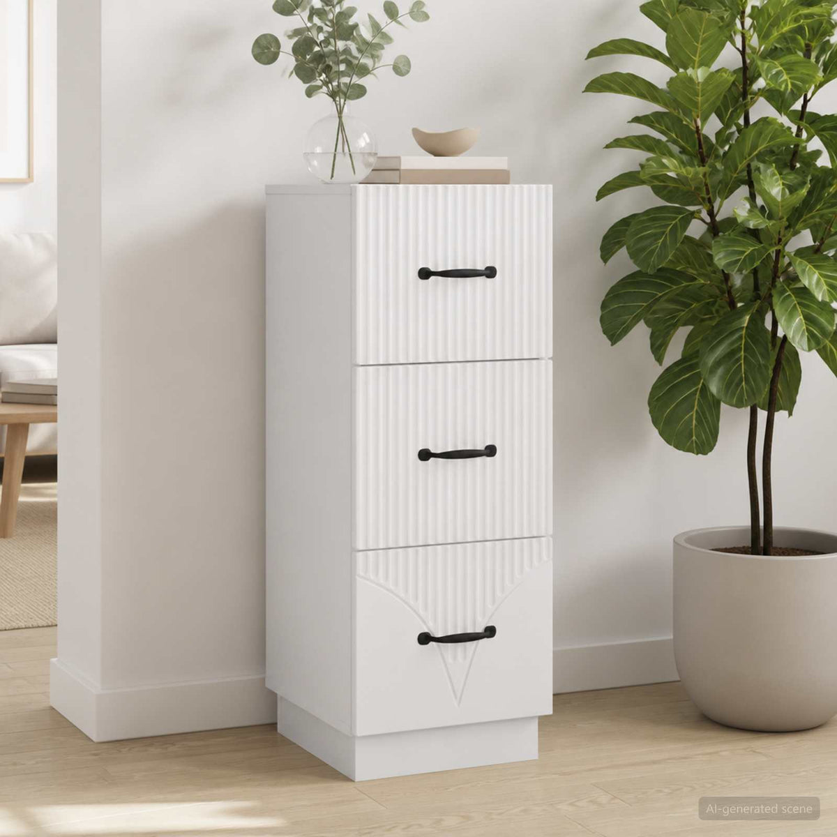 Drawer Cabinet White Engineered Wood, image 4