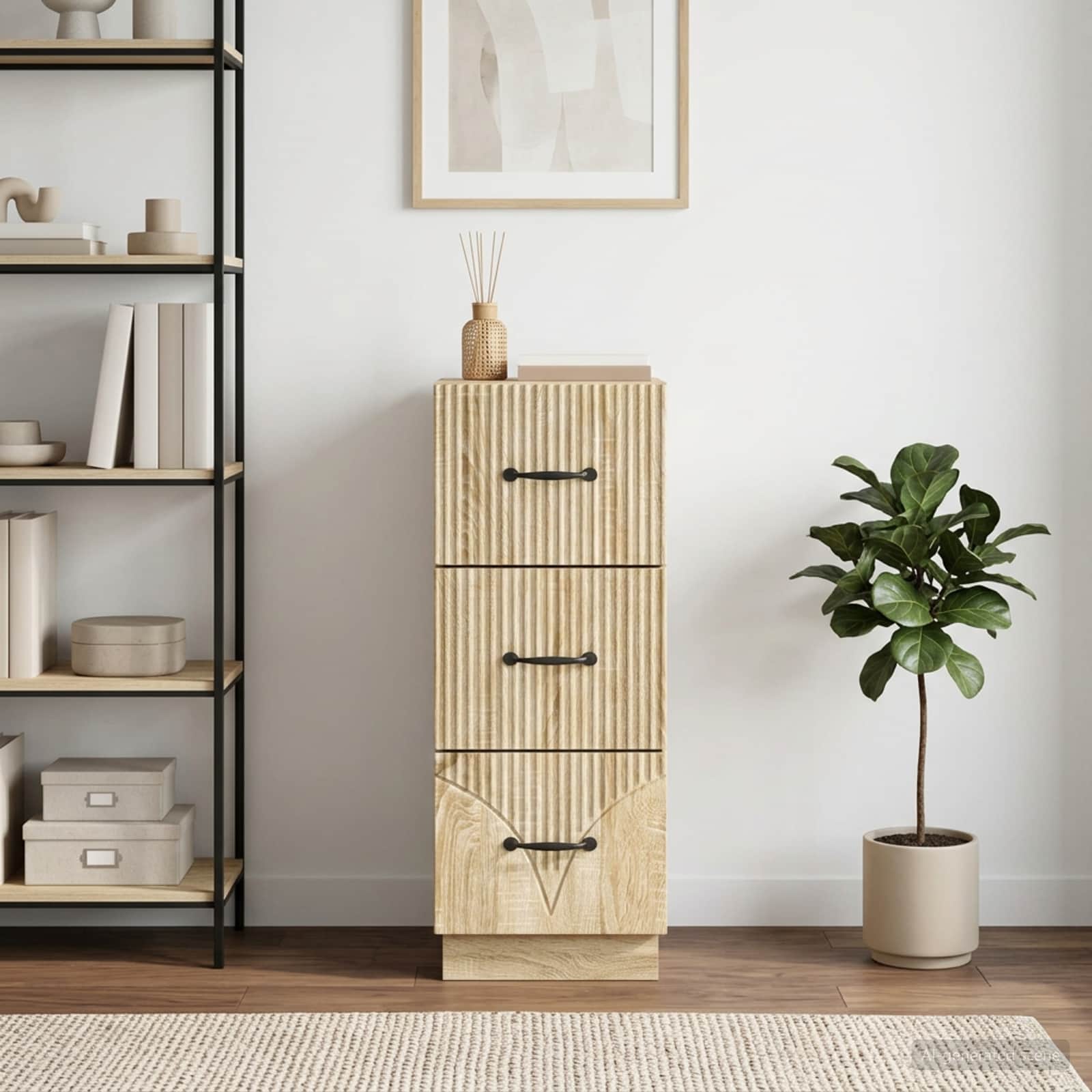 vidaXL Drawer Cabinet 33 x 34.5 x 87 cm Engineered Wood Sonoma Oak 1