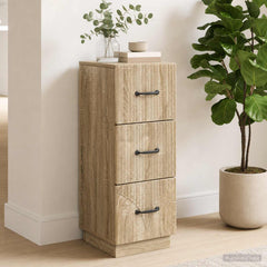 vidaXL Drawer Cabinet 33 x 34.5 x 87 cm Engineered Wood Sonoma Oak 4