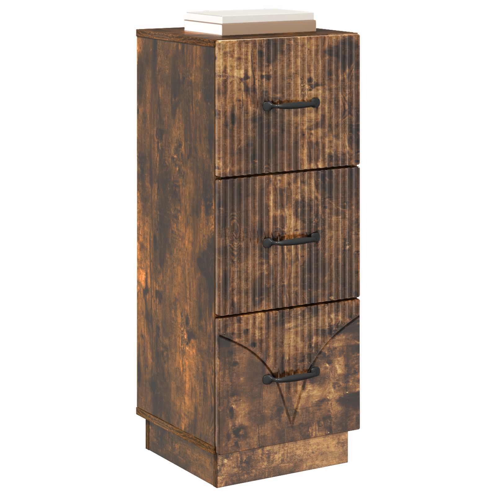 vidaXL Drawer Cabinet 33 x 34.5 x 87 cm Engineered Wood Smoked Oak 3