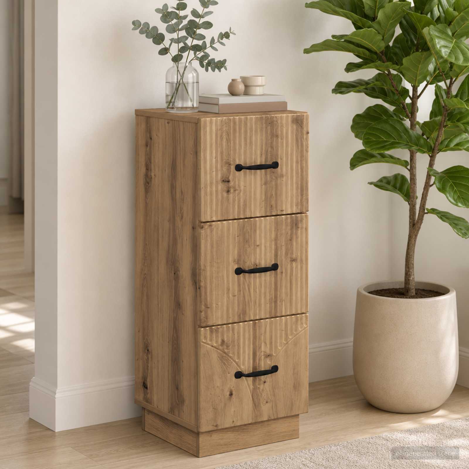 vidaXL Drawer Cabinet 33 x 34.5 x 87 cm Engineered Wood Artisan Oak 1