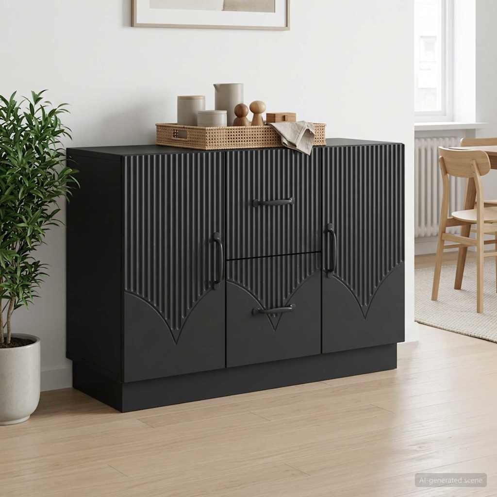 Sideboard 89 x 34.5 x 57 cm Engineered Wood Black