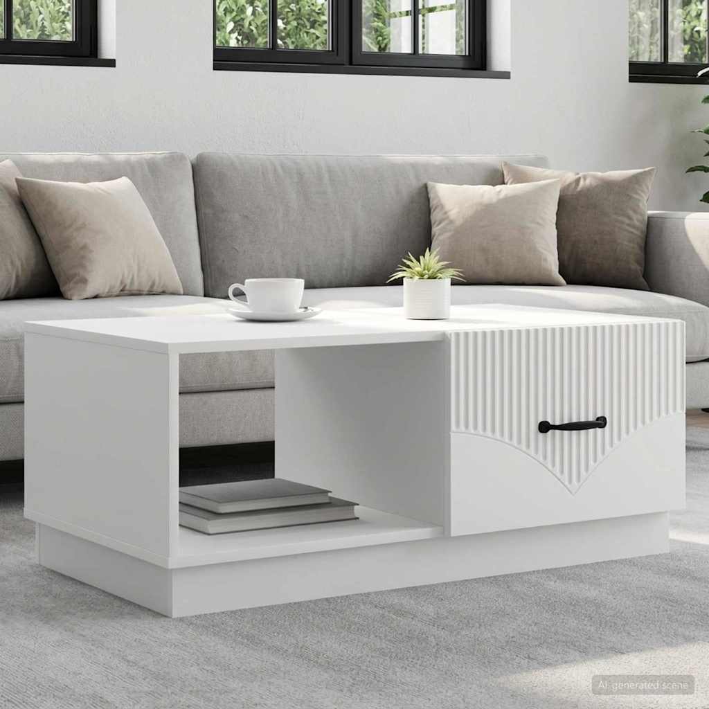 vidaXL Coffee Table White 90 x 50 x 37 cm Engineered Wood 1