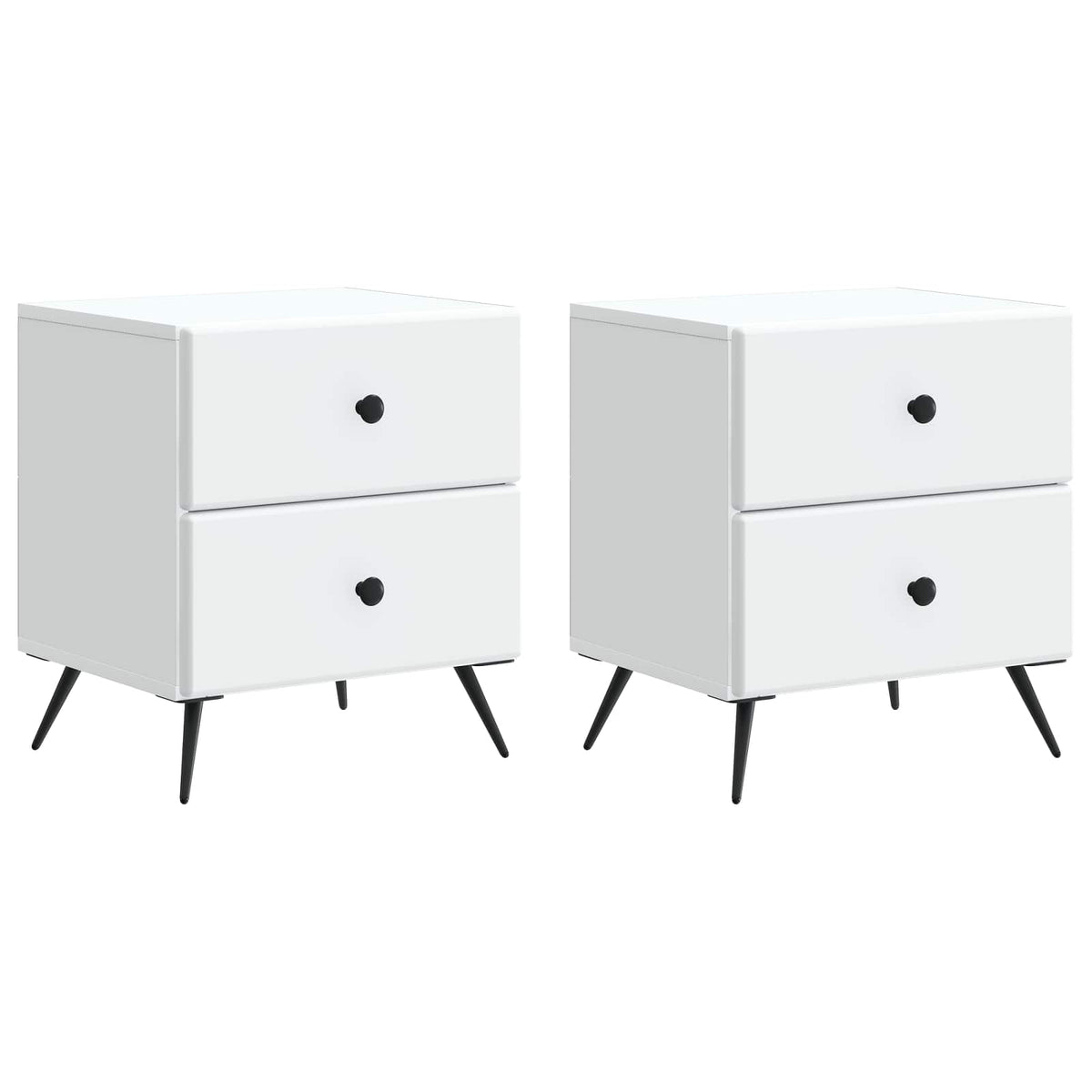 vidaXL Bedside Cabinet 2 pcs White 43 x 34.5 x 47.5 cm Engineered Wood 2