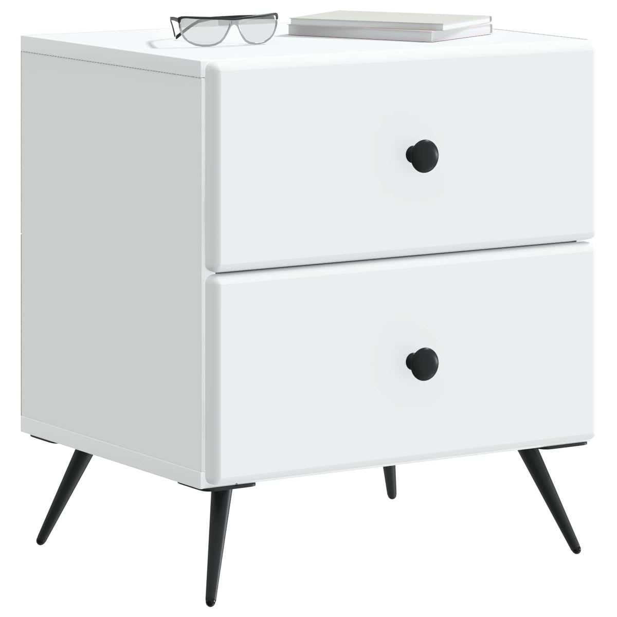 vidaXL Bedside Cabinet 2 pcs White 43 x 34.5 x 47.5 cm Engineered Wood 3
