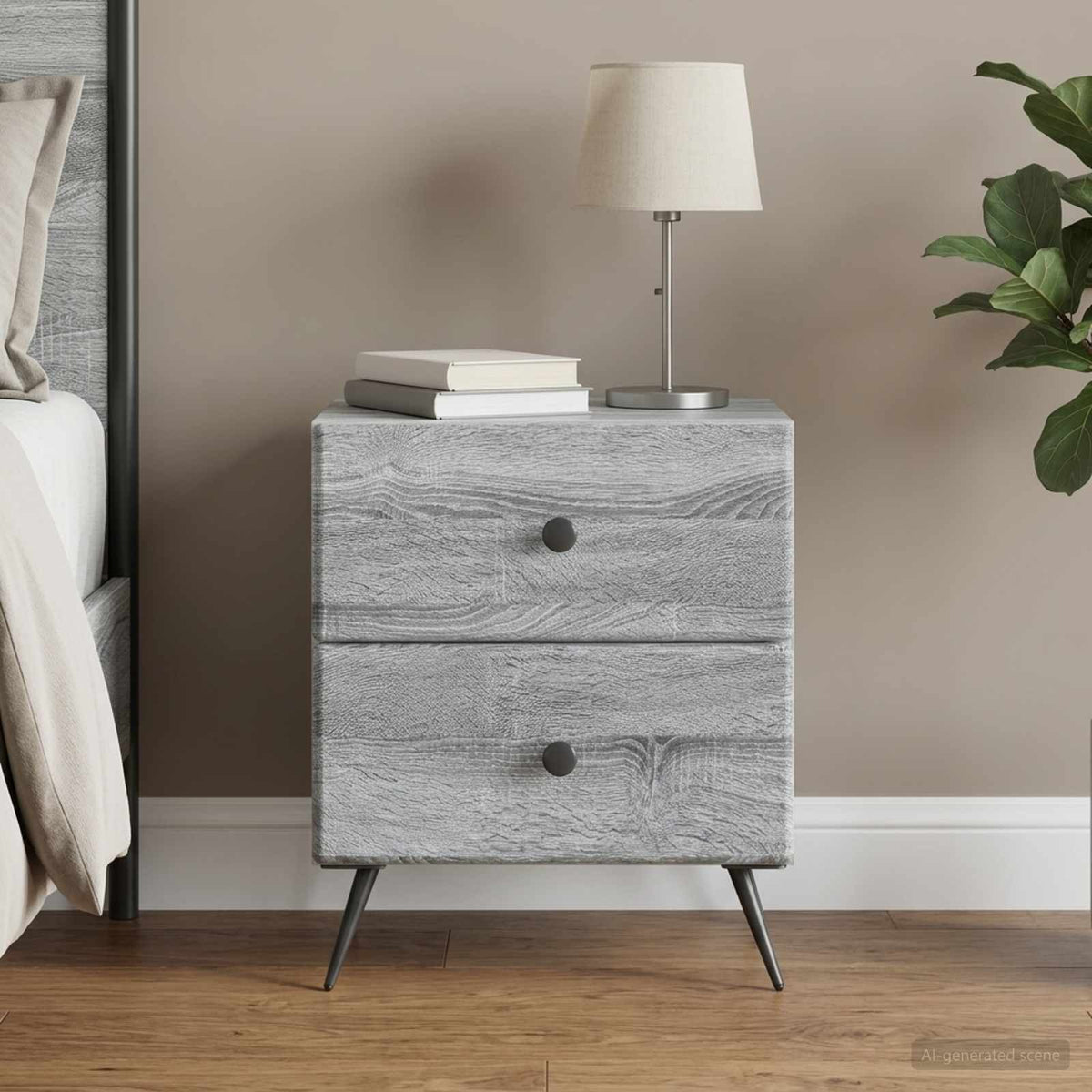 Bedside Cabinet in Grey Sonoma