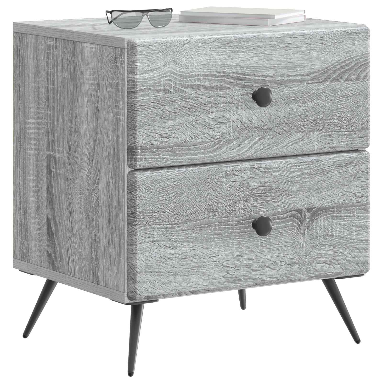 vidaXL Bedside Cabinet Grey Sonoma 43 x 34.5 x 47.5 cm Engineered Wood 3