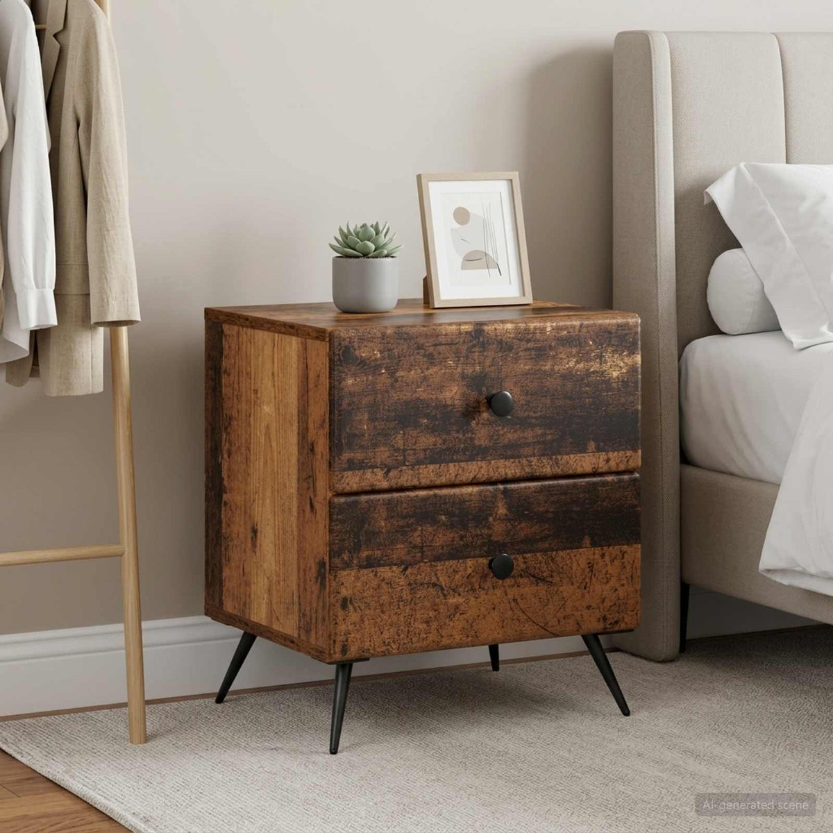 vidaXL Bedside Cabinet 2 pcs Old Wood 43 x 34.5 x 47.5 cm 1