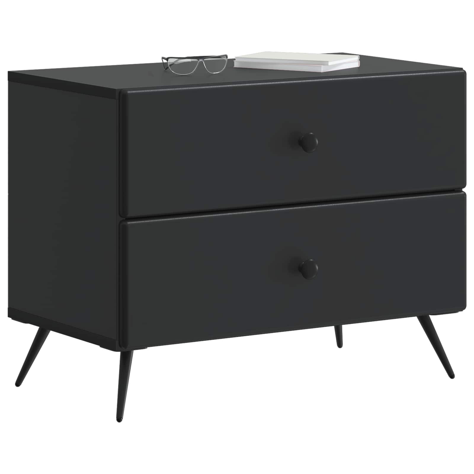 vidaXL Bedside Cabinet Black 62 x 34.5 x 47.5 cm Engineered Wood 3