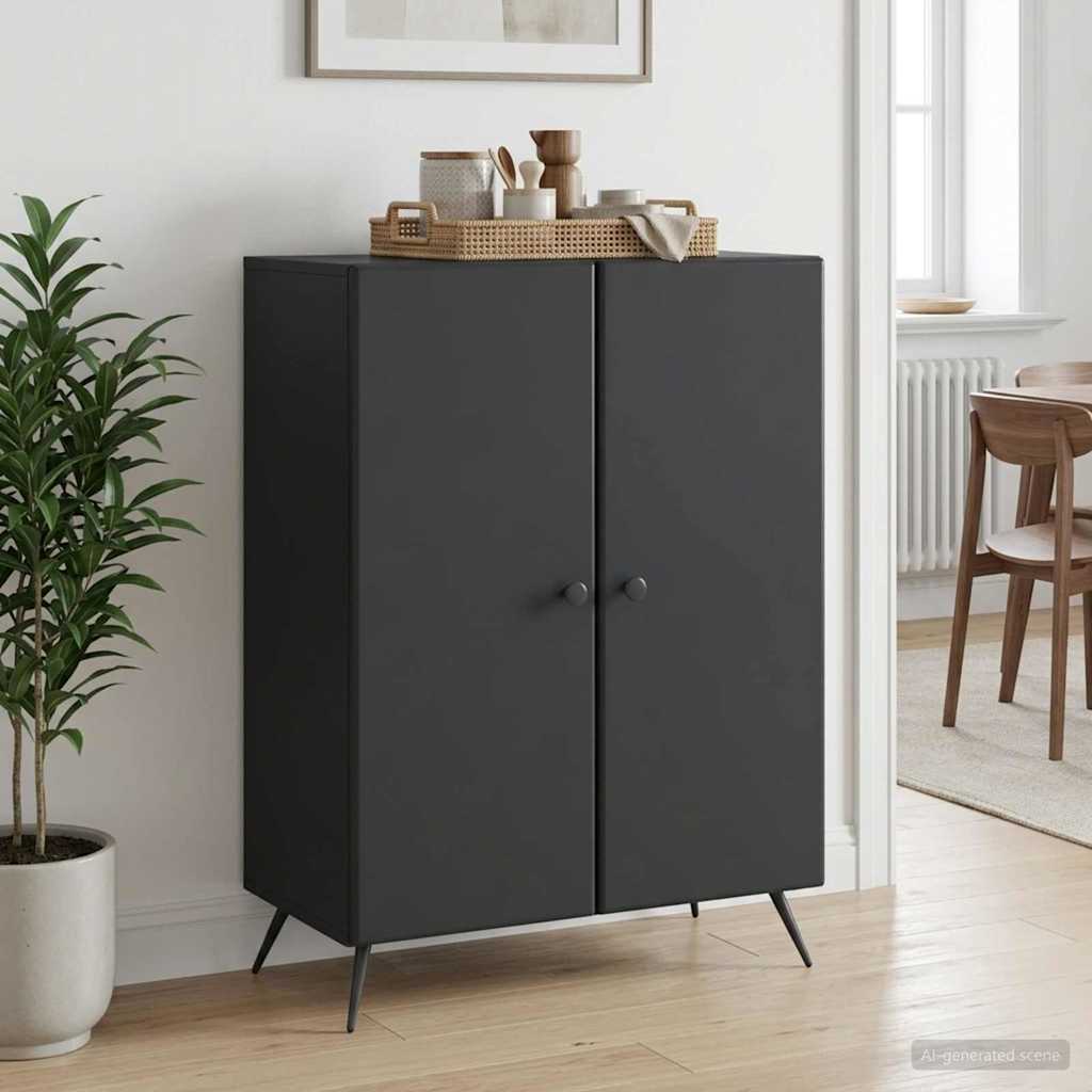 Sideboard 66 x 34.5 x 90 cm Engineered Wood Black