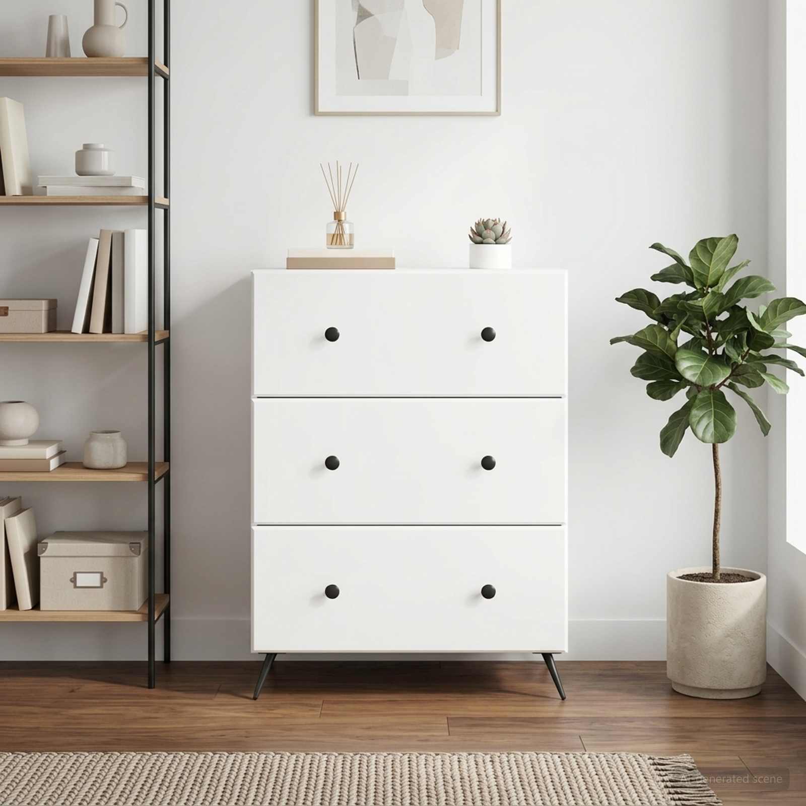 vidaXL Drawer Cabinet White 66 x 34.5 x 90 cm Engineered Wood 4