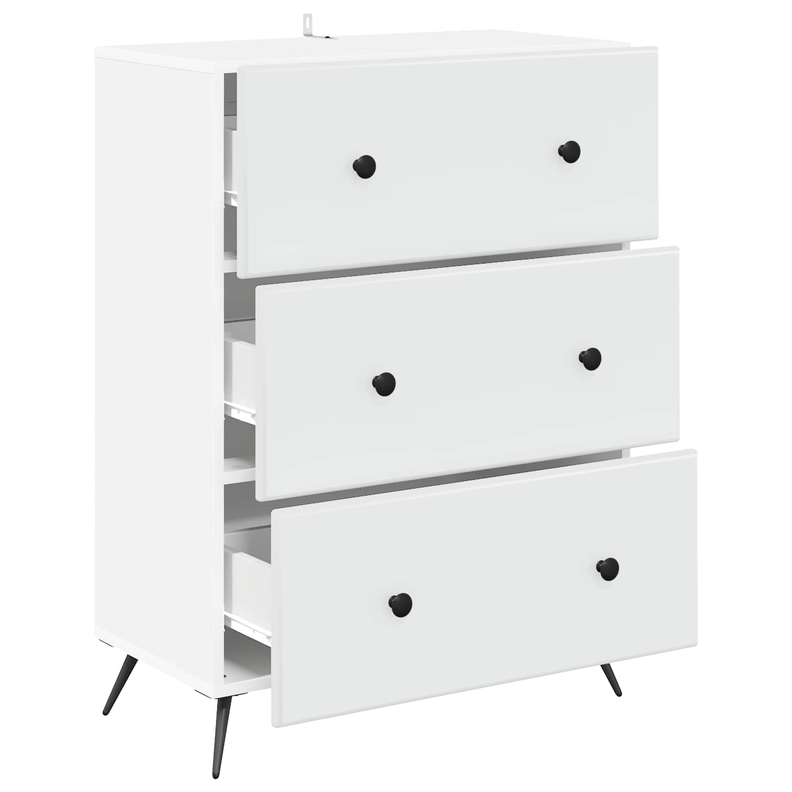 vidaXL Drawer Cabinet White 66 x 34.5 x 90 cm Engineered Wood 5