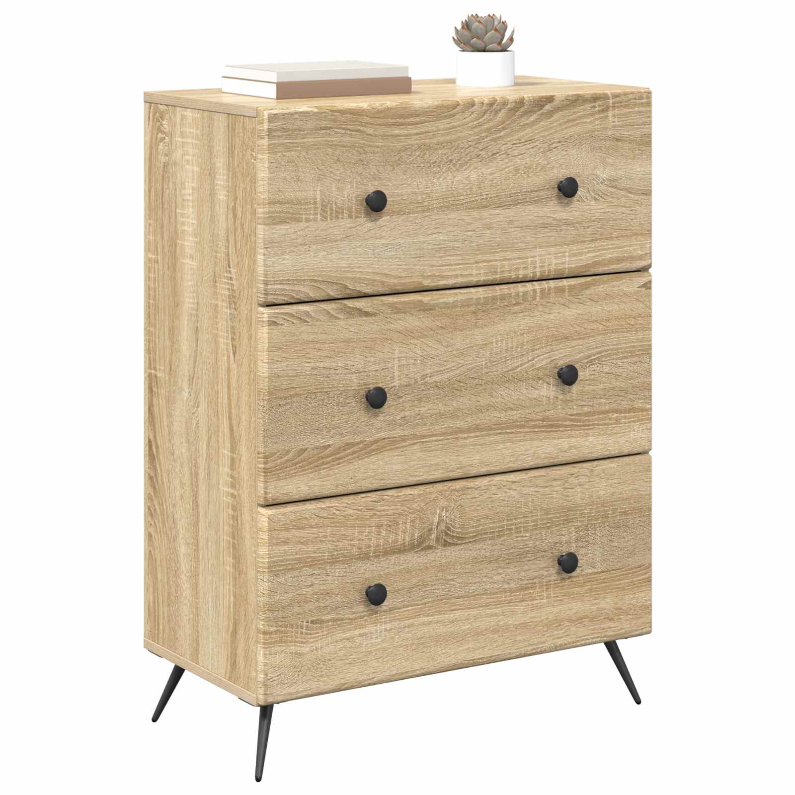 vidaXL Drawer Cabinet 66 x 34.5 x 90 cm Engineered Wood Sonoma Oak 3