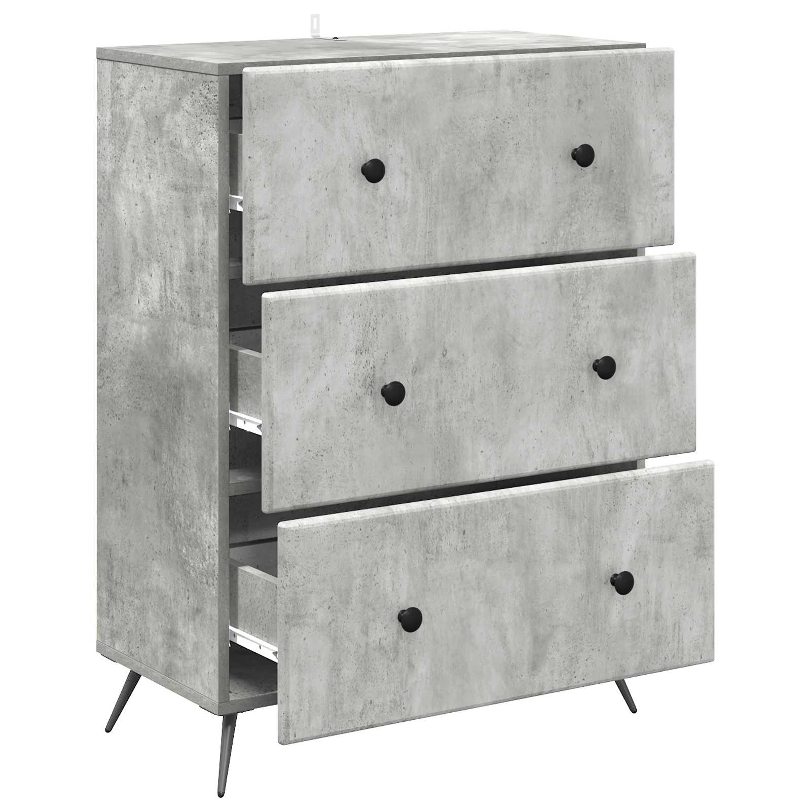 vidaXL Drawer Cabinet 66 x 34.5 x 90 cm Engineered Wood Concrete Grey 5