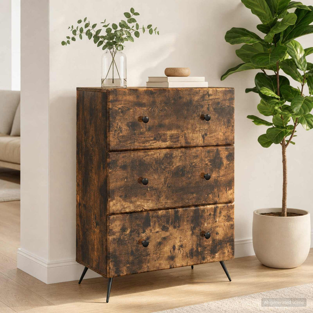 Drawer Cabinet Engineered Wood Smoked Oak