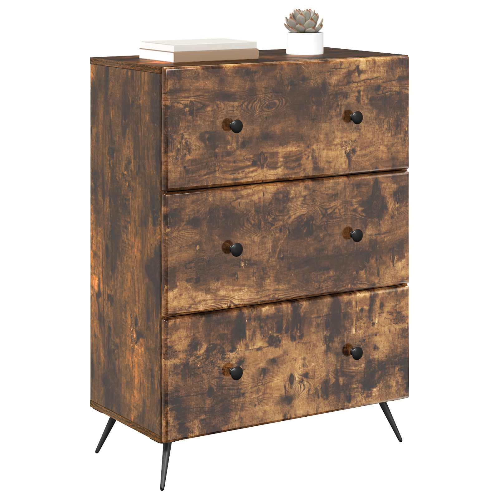 vidaXL Drawer Cabinet 66 x 34.5 x 90 cm Engineered Wood Smoked Oak 3
