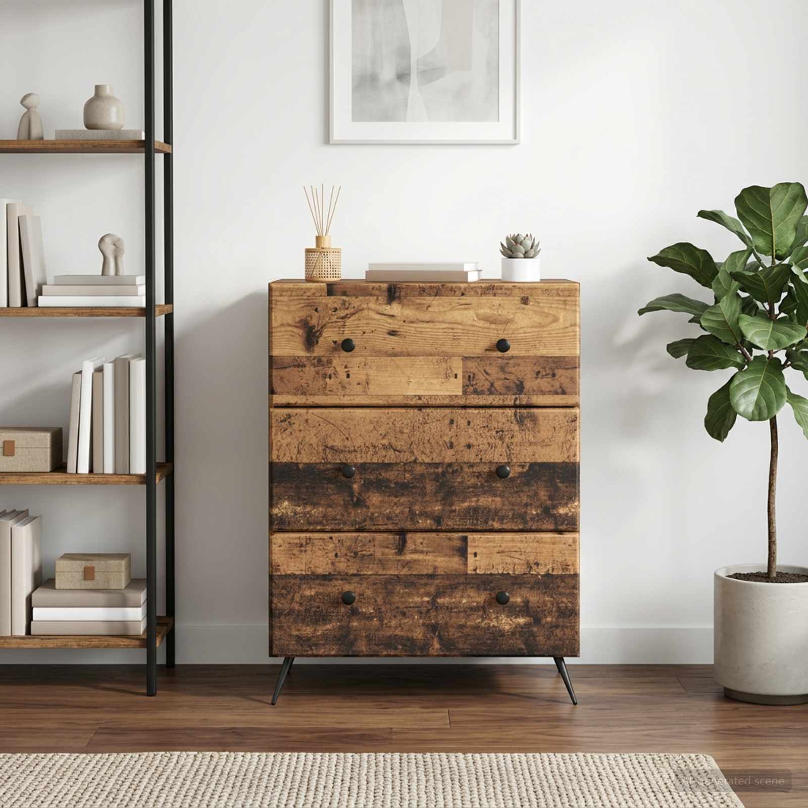 vidaXL Drawer Cabinet 66 x 34.5 x 90 cm Engineered Wood Old Wood 1