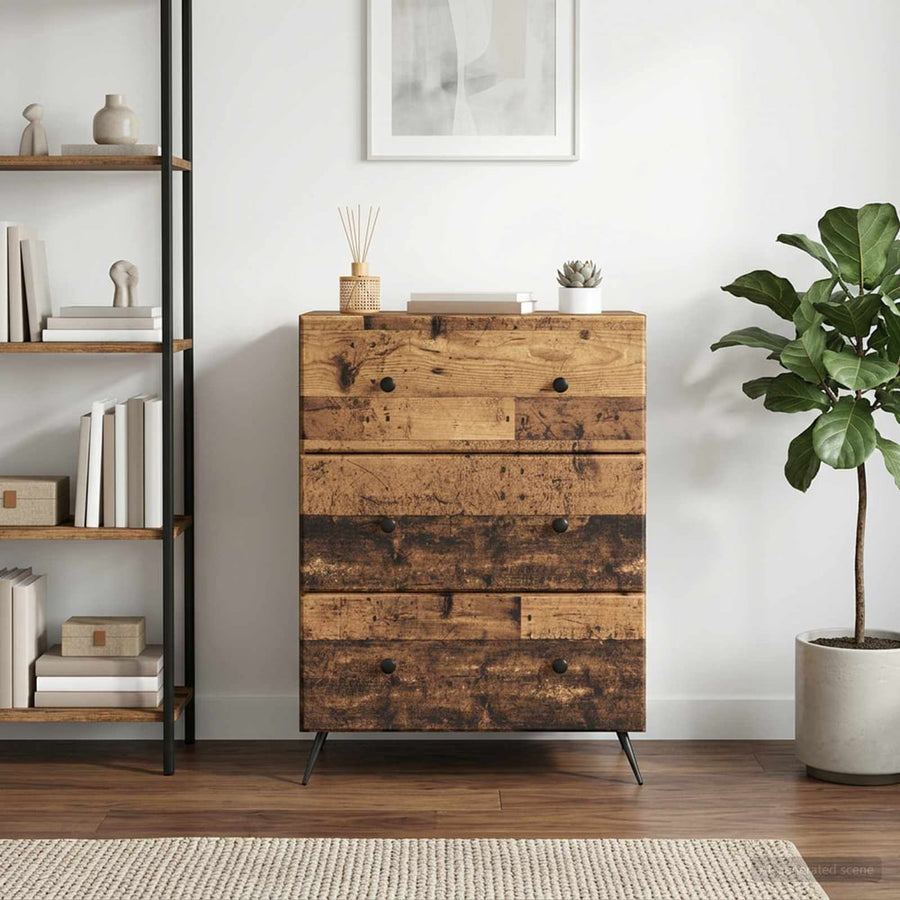 Drawer Cabinet Engineered Wood Old Wood