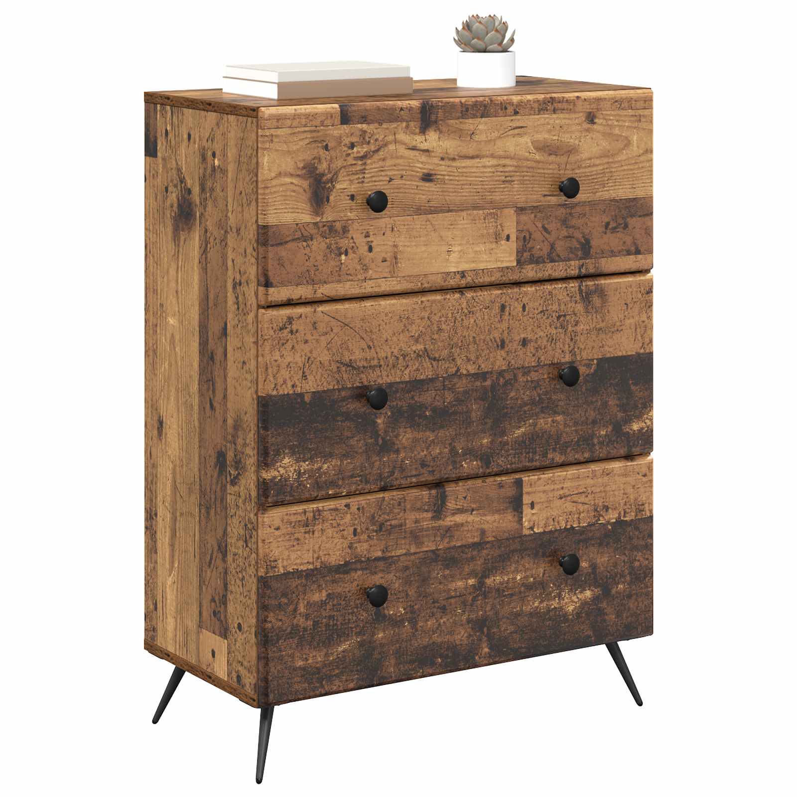 vidaXL Drawer Cabinet 66 x 34.5 x 90 cm Engineered Wood Old Wood 3