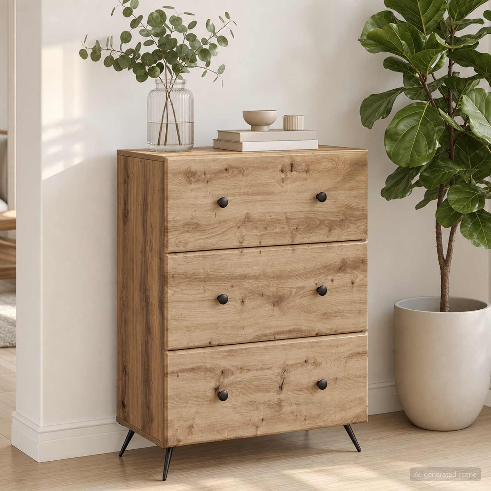 vidaXL Drawer Cabinet 66 x 34.5 x 90 cm Engineered Wood Artisan Oak 1